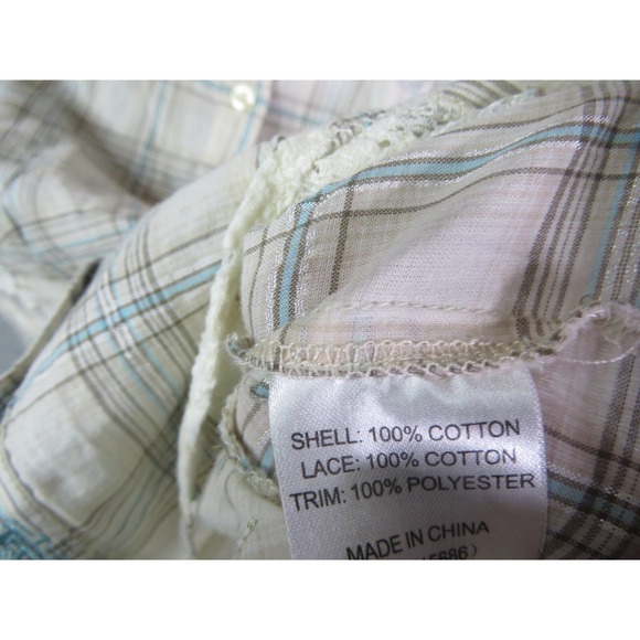 Johnny Was Shirt  XS Plaid Lace Floral‎ Trim Chic Cottage Core Boho Embroidered - Picture 12 of 16